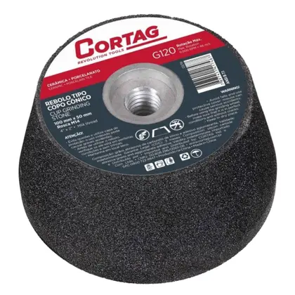 REBOLO TIPO CONICO G120 100x50mm ROSCA M14