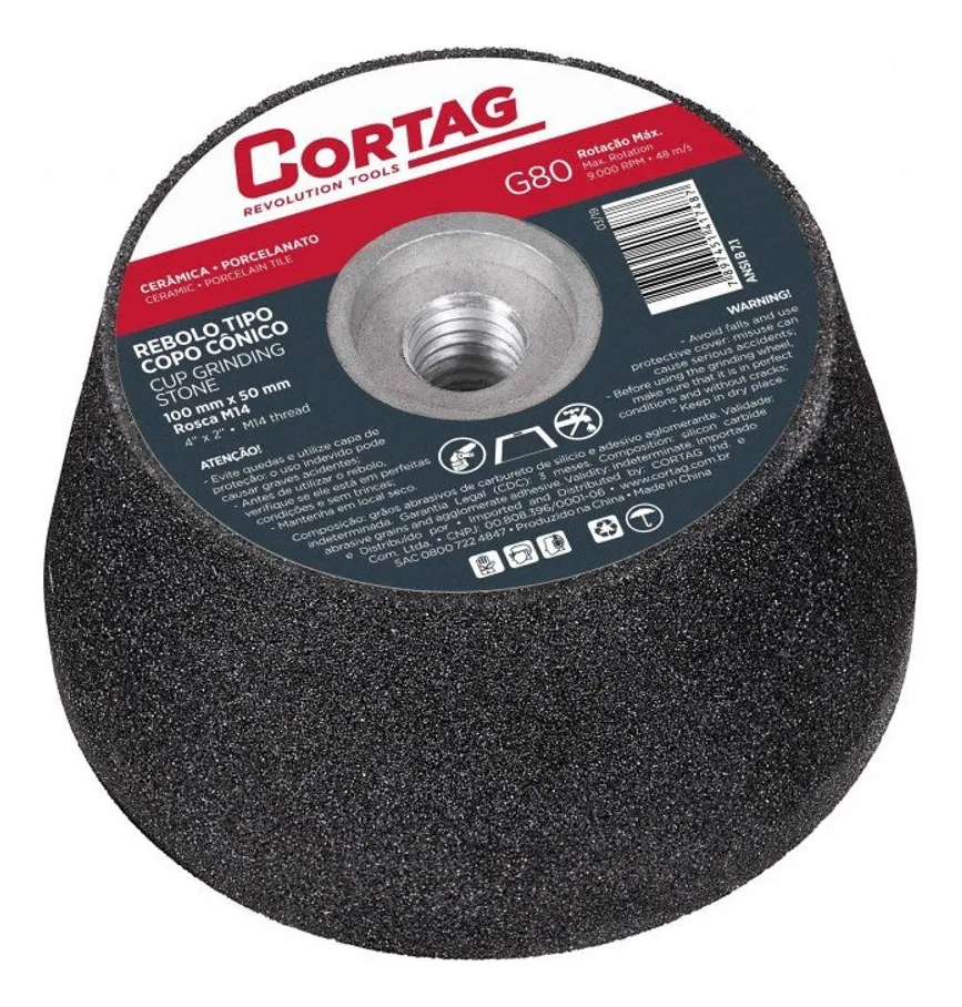 REBOLO TIPO CONICO G80 100x50mm ROSCA M14