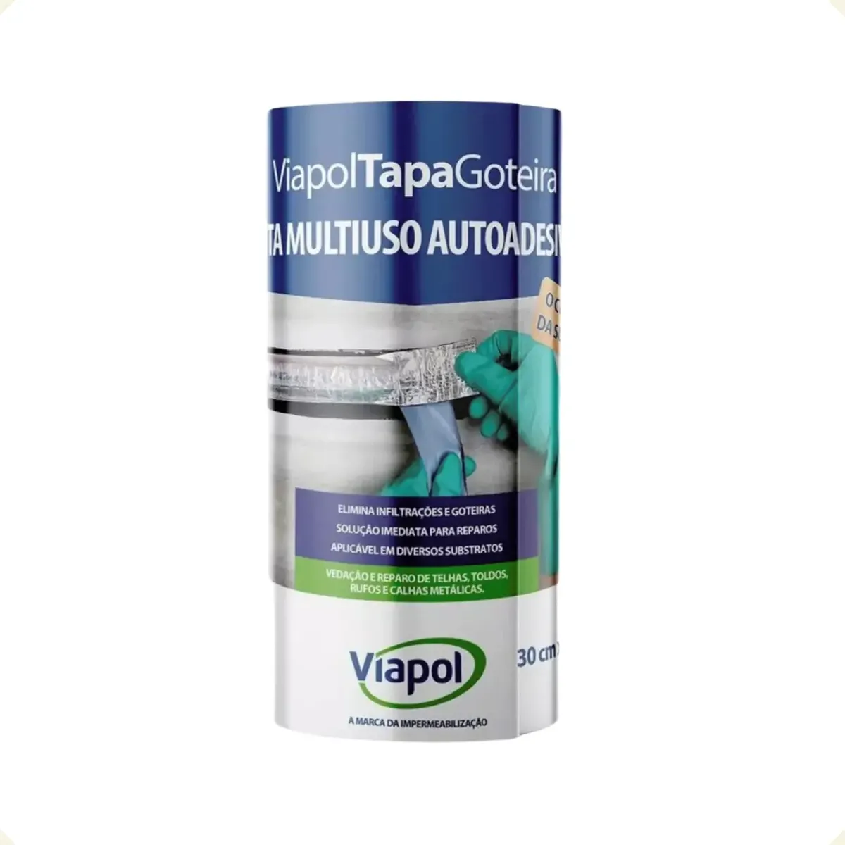VIAPOL TAPA GOTEIRA - FITA ASFALTICA AUTOADESIVA 0,30x10m